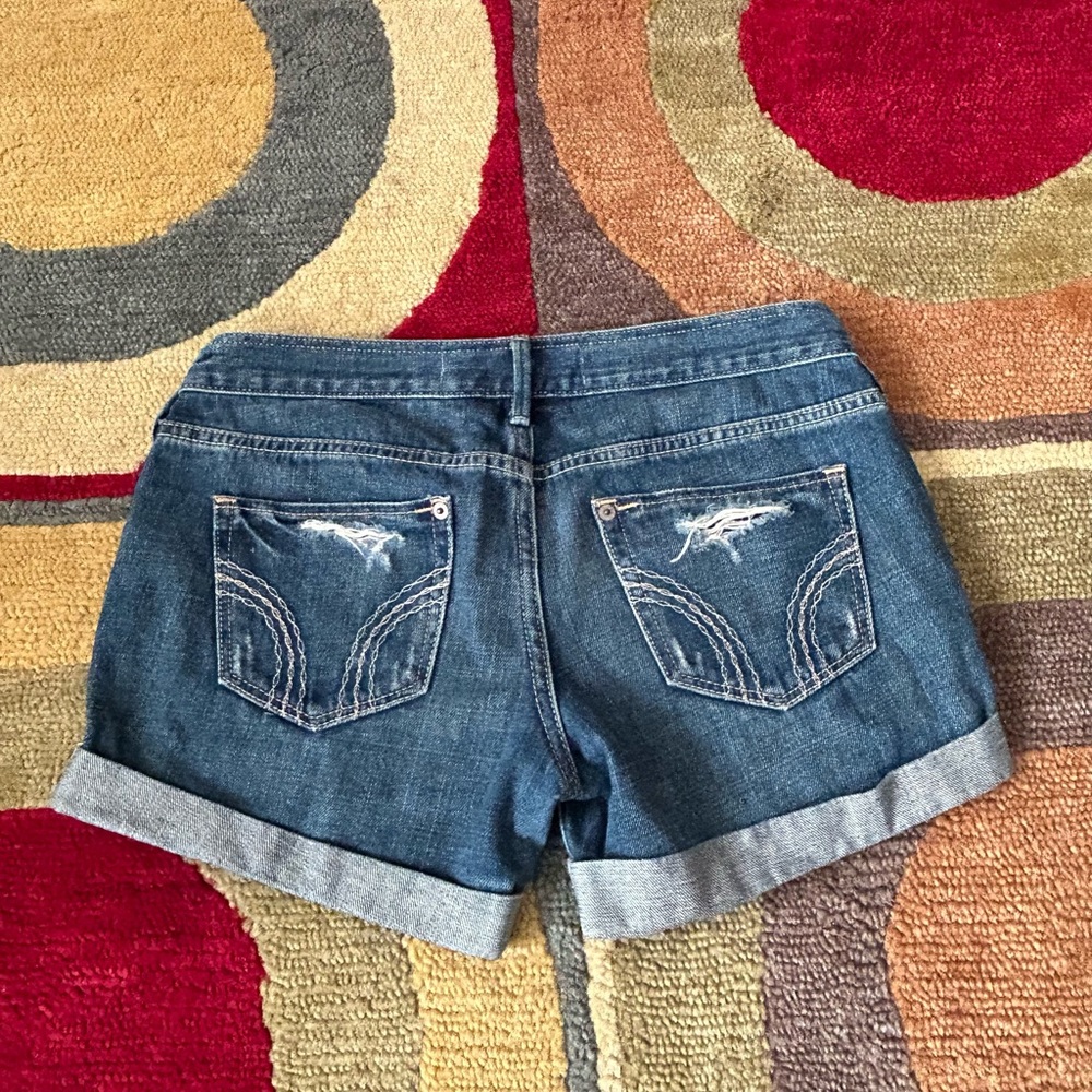 Hollister y2k Vintage Low Rise Distressed Ripped Denim Jean Shorts Size 1 (25)